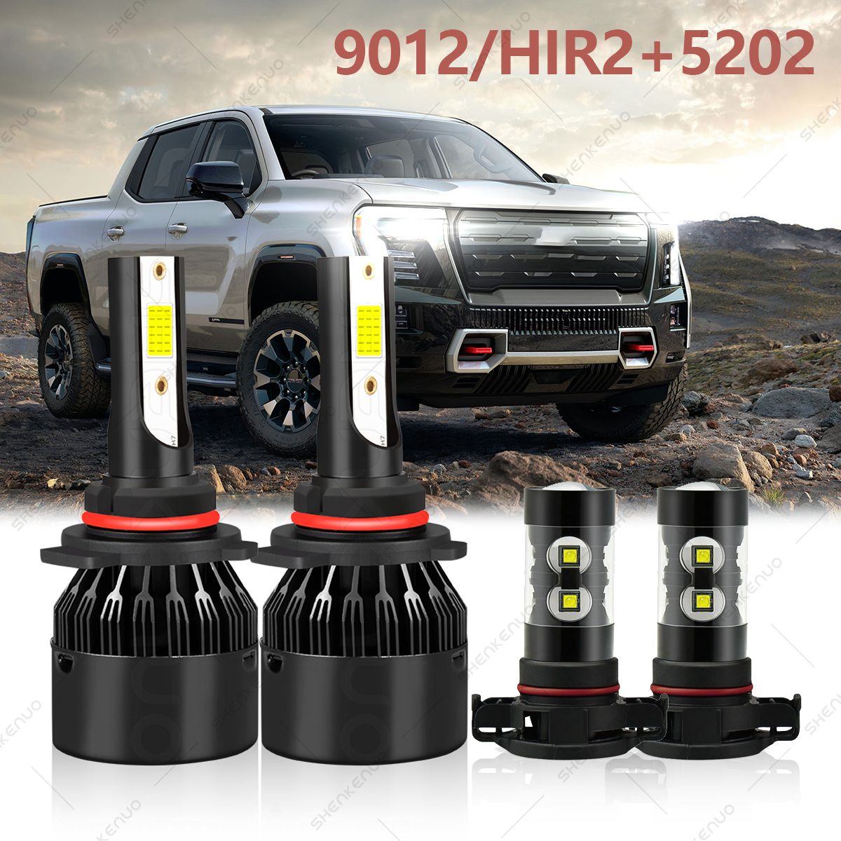 For 2014 2015 Jeep Cherokee 4PC White 9012 LED Headlight + 5202 Fog Light Bulbs