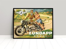 Poster Zündapp KS601 Plakat Werbung Reklame Motorrad Mofa Moped Roller