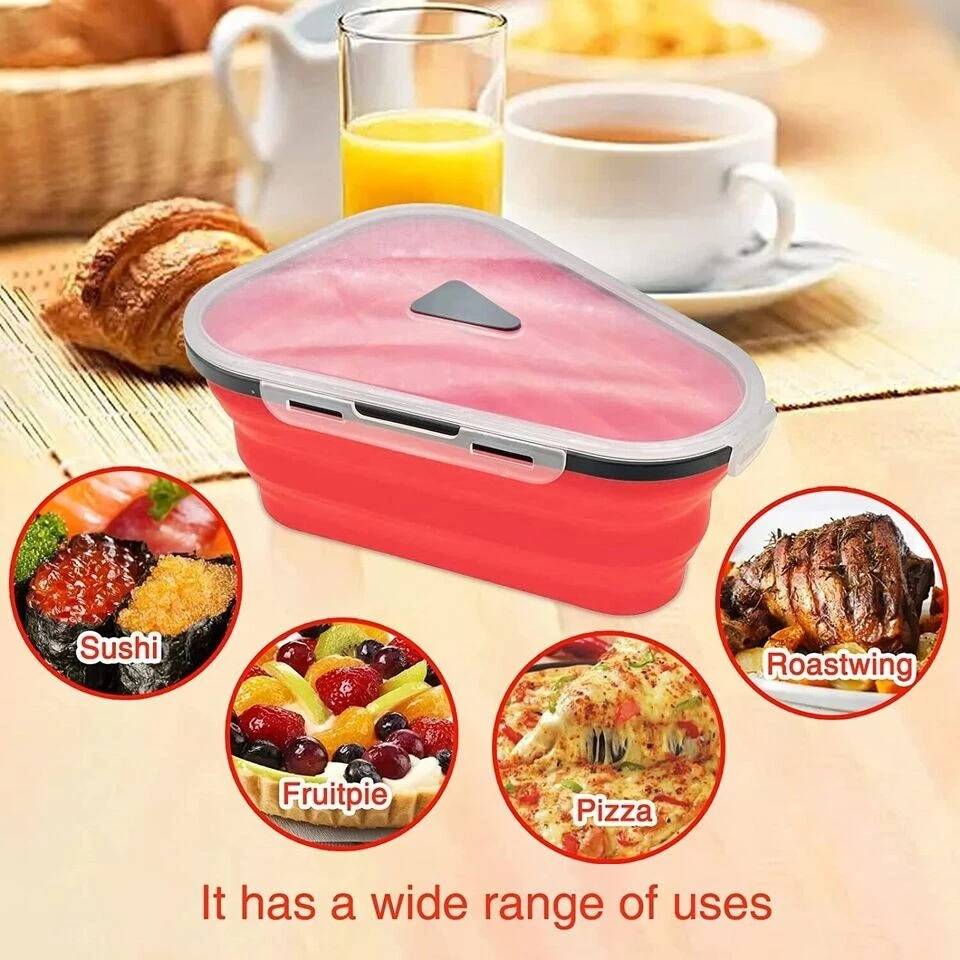 Pizza Slice Storage Container Collapsible with 5 Dividers Red - Image 2 of 3