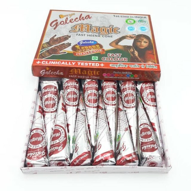 Henné marron Golecha Magix kit de 12 cônes pour sublimer vos fêtes et mariages