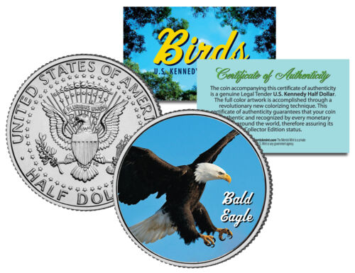 WEISSKOPFSEEADLER VOGEL JFK Kennedy farbige Münze halber Dollar US - Bild 1 von 1