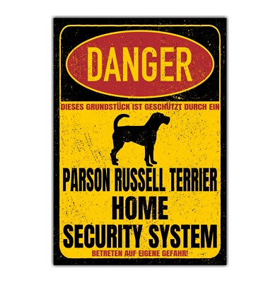 Parson Russell Terrier Schild Danger Security System Türschild Hundeschild Warns