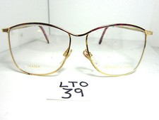 Nos Vtg 1980s TEASER Squared Sun Eyeglass Frame Gold Lavender Womens LTO-39 