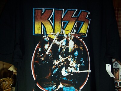KISS ALIVE IN 75 MENS BLACK T SHIRT SHORT SLEEVE SIZE SMALL 34-36 ROCK BAND NEW