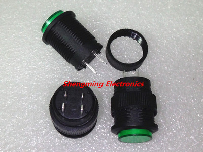 5PCS R16-503BD OFF/ON Green Light NOT-Self-locking Latching Push Button Switch