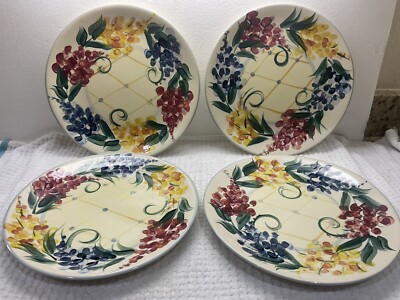 1999 Gail Pittman/Garden View Pattern/vintage/Set Of 4/11 dinner Plates/Mint