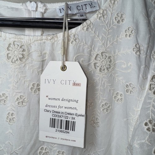 Ivy City Clary Kleid creme Ösen Rüschen Midi Übergröße Kleid 3X neu mit Etikett ohne Gürtel - Bild 4 von 8