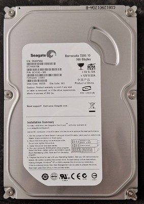 FESTPLATTE SEAGATE BARRACUDA ST3160815A 160GB 7200U/min 8MB ATA 3.5''