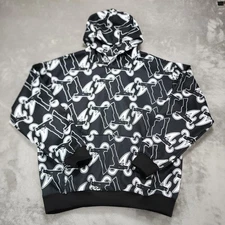 SDL Hoodie Mens Large Black White All Over Print Pullover Made in Los Angeles