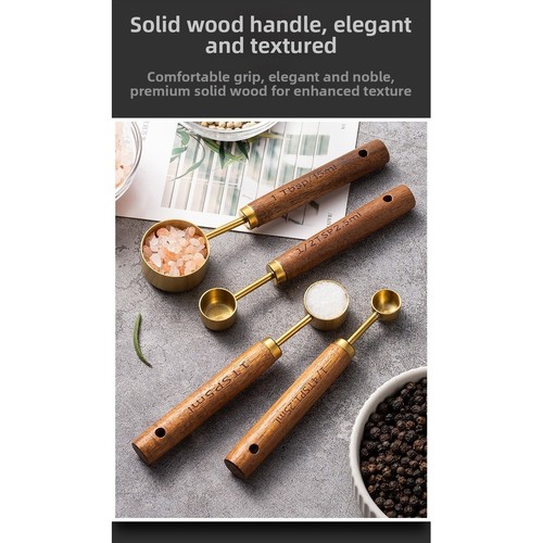 Coffee Preparation Measuring Spoons Walnut Handle Stainless Steel Construction - Bild 5 von 34