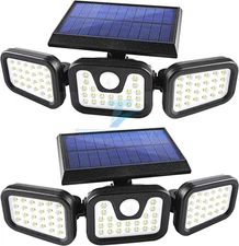 2 Pack LED Motion Sensor Solar Lights ,Outdoor IP65 Waterproof Security Lamp