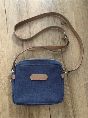 Longchamp umhängetasche Denim Blau, Leder Damen