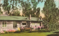 Santa Barbara CA El Encanto Hotel & Garden Bungalows Hand-Colored Postcard