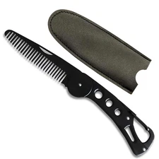Kootinn Stainless Steel Folding Beard Comb - Portable Multifunction Anti Stat...
