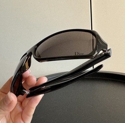Vintage Dior Sunglasses Black Shield Wrap Rare Y2K Designer No