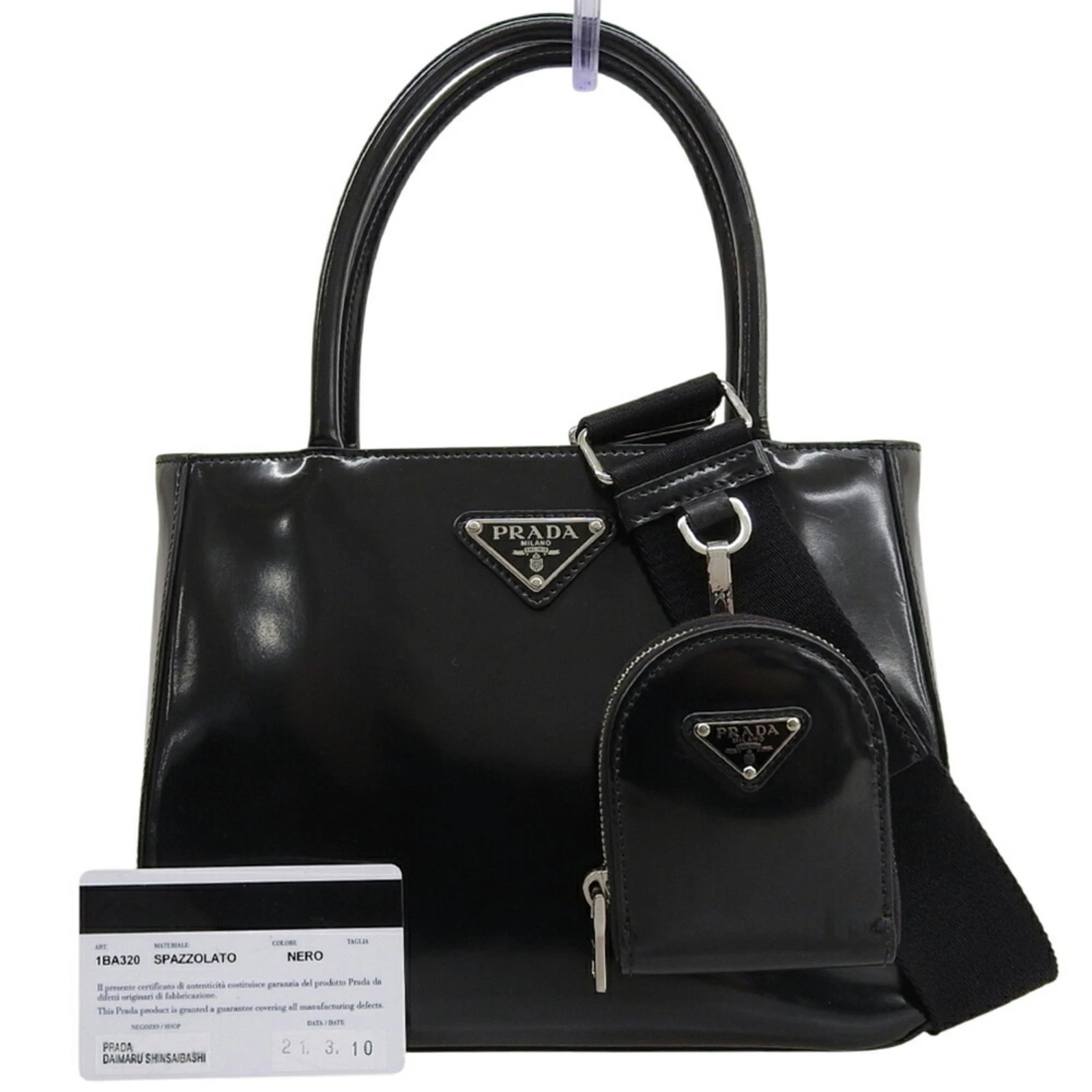 Prada SPAZZOLATO Triangle Bag in Black Leather (1BA320) GZl1d4fo