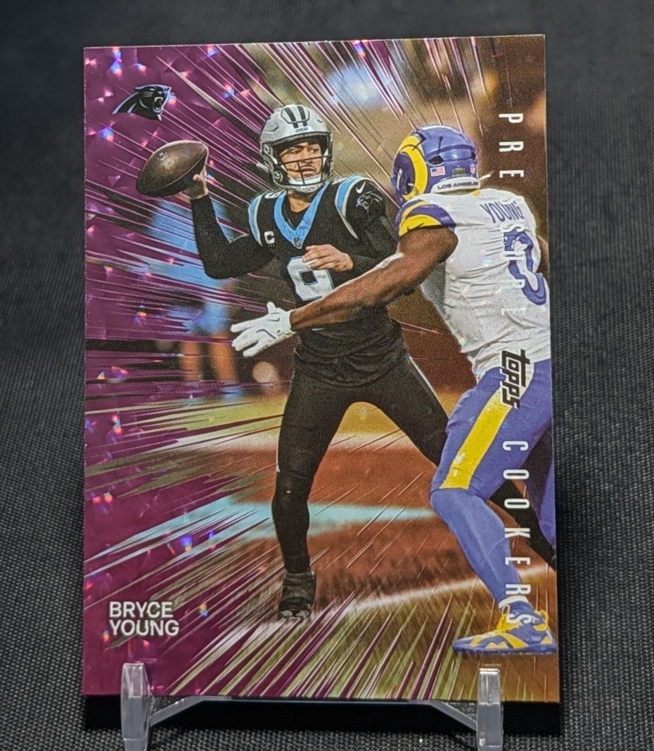 Bryce Young Pressure Cookers Pink Crackle Foil SP 2026 Topps Card PC-13 Panthers