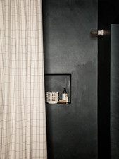 ferm living grid chambray shower curtain