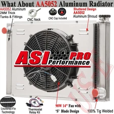 28" X 19" Universal 2Row Aluminum Radiator Shroud Fan+Relay For Chevy GM SBC,BBC