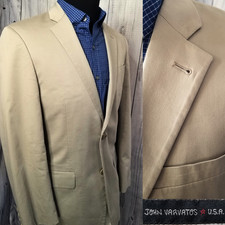 Jon Varvatos USA Mens Blazer 38R Beige Light Sport Coat Jacket Cotton Blend