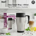Travel Mug Cup 400ml Stainless Steel Thermal Insulated With Handle Slider Lid