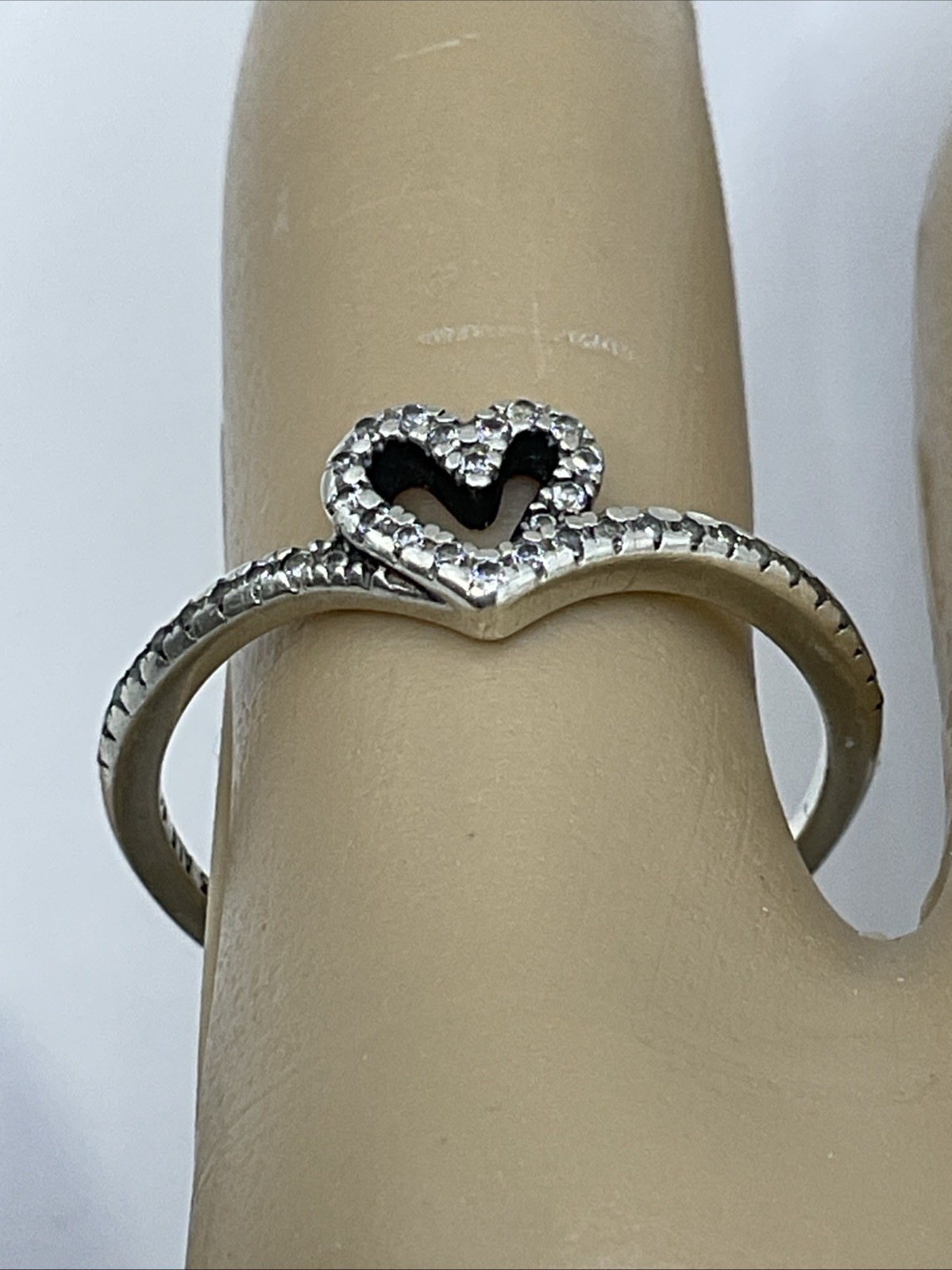 HEART Ring Solid 925 Sterling Silver White CZ 7mm… - image 10