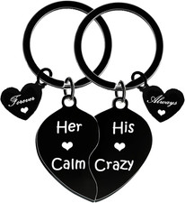 2Pcs Couples Keychain His Hers Gifts Couple Matching Keychain Boyfriend Keychain