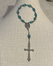 vintage catholic Saint Pergerine Chaplet decade religious rosary 10"  NWOTAG