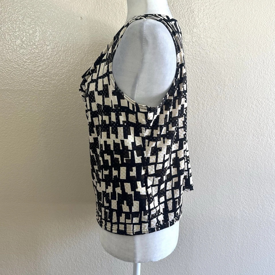 Blusa geométrica de lentejuelas crema/negra Mix It de colección Y2K para mujer M Foto 3 de 4