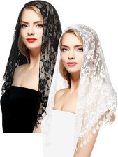 BOARDFEB 2 Pcs Mass Veil Triangle Mantilla Cathedral Head Covering Chapel Veil L