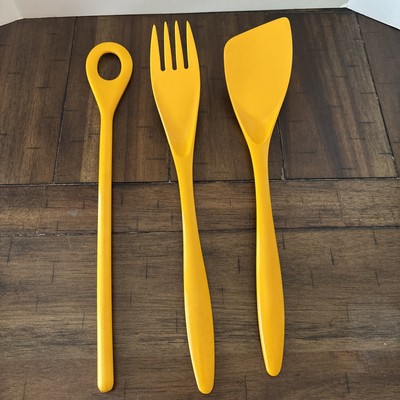 MCM Rosti Mepal Melamine Spatula Fork Utensils Denmark Hutzler Yellow