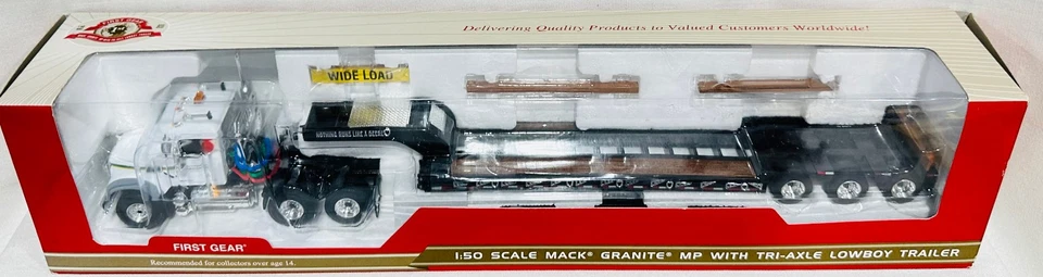 John Deere Mack Granite MP w/ Tri-Axle Lowboy Trailer By First Gear 1/50th Scale - Image 2 of 4