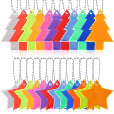 24Pcs Reusable Reflector Charms Star Tree Shape Reflective Accessories for Kids