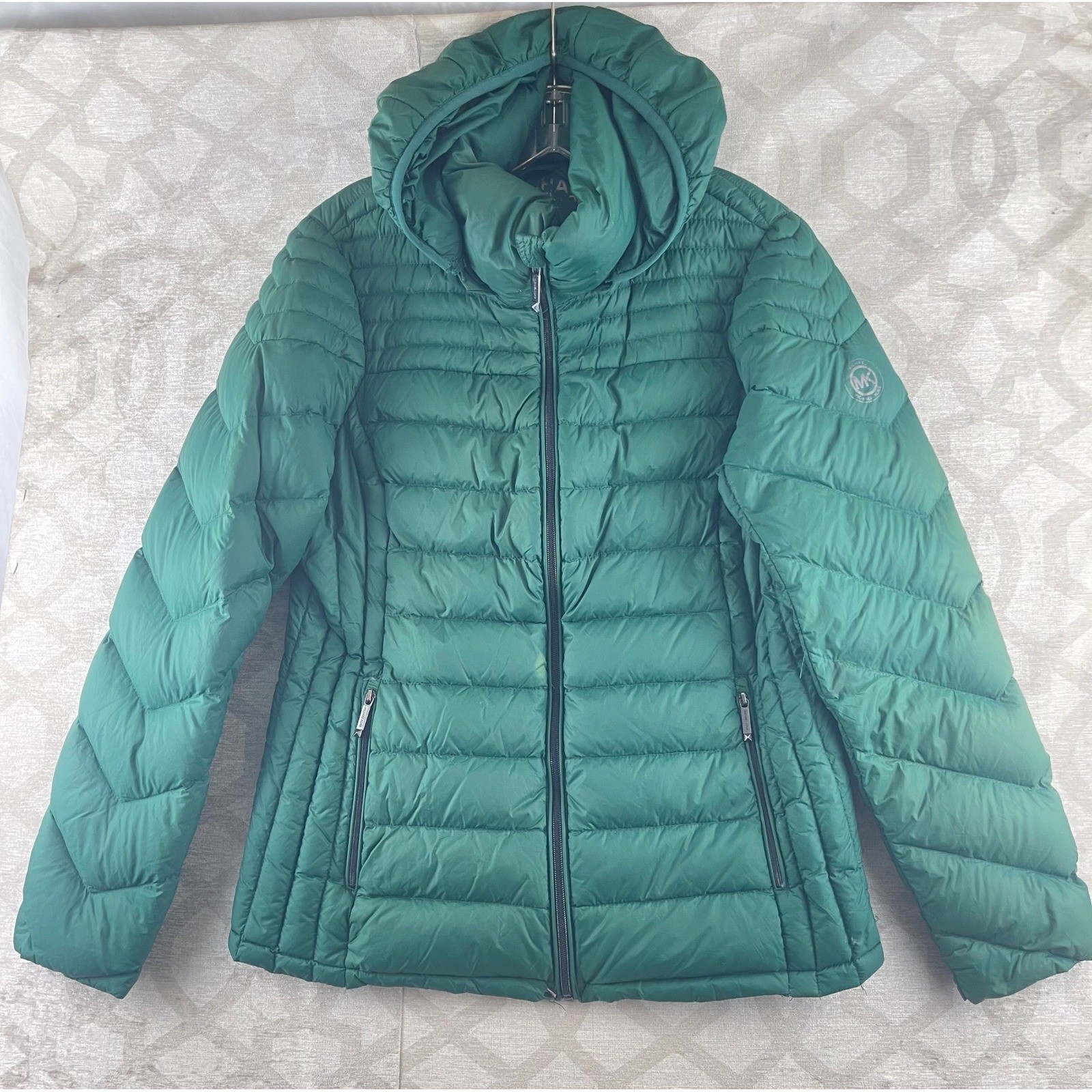 Michael Michael Kors Womens Green Packable Down Puffer Jacke
