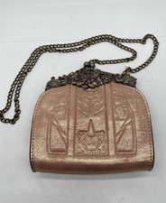 Patricia Nash Lanza Crossbody Organizer Metallic Rose Gold Tooled Leather