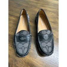 Coach Odette Signature C Logo Loafers Black Gray Women's Size 5B Flats