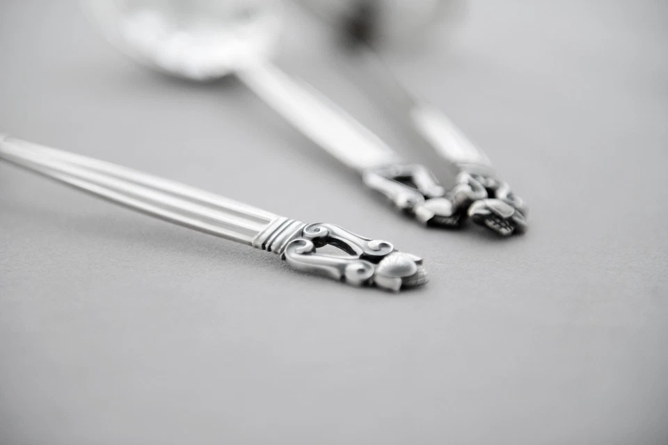 Georg Jensen Acorn Sterling Silver Dinner Fork 012 - Image 3 of 4