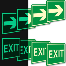 EXIT Signs Glow in the Dark Decals – 8 Pack 15X15 Cm Photoluminescent Emergency