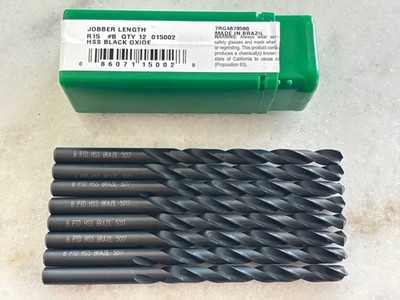 8 new Precision Twist Drill R15 Letter #B HSS Black Oxide, Jobber Length Bits