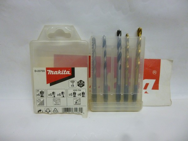 "Makita Bohrerset 5 Tlg.1/4\" Bit-Aufnahme FüR Holz, Metall, Stein-Beton D-23759"-image