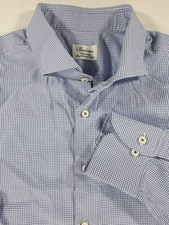Stenstroms Shirt Mens Blue White Fitted Body Twofold Super Cotton 17-3/4 45