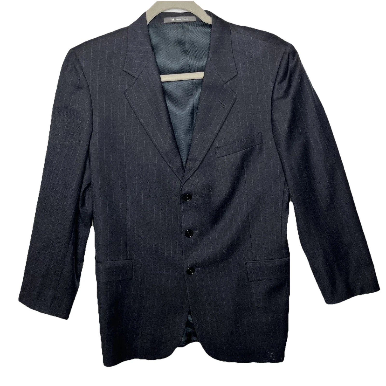 His First Hickey Freeman Blazer Jacket Size 18 Reg Charcoal Gray Pin Stripe Wool