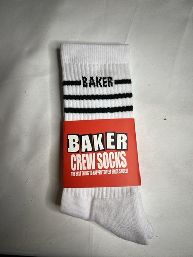 2 Pack Baker Skateboards Crew Socks Black And White Strip - Bild 2 von 3
