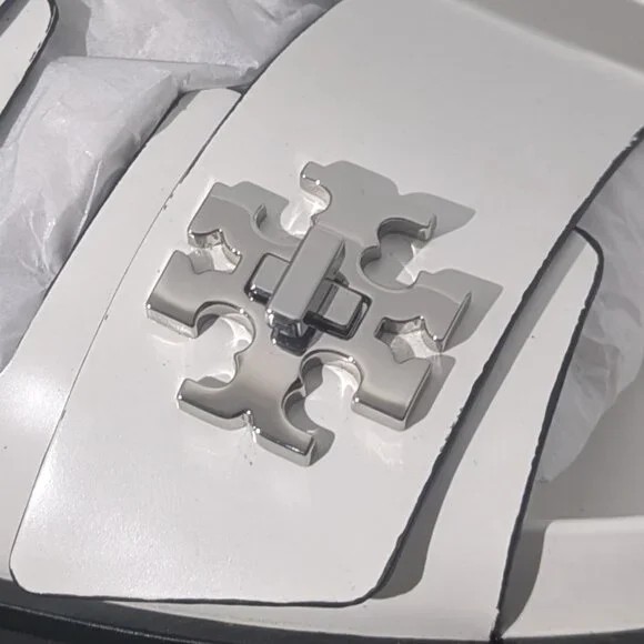 Tory Burch $325 TURNLOCK SPORT SLIDE Cloud Off White Sandals thumbnail 3