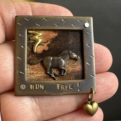 Artisan Made Mixed Metal Horse Brooch