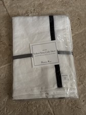 NWT Pemberley Rose Linen Crib Skirt With Black Velvet Trim