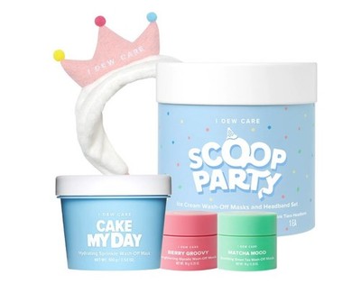 NEW I Dew Care! Scoop Ice Cream Party Face Mask Set of 3 & Tiara Headband!