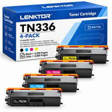 TN336 Toner 4PK BK/C/M/Y High Yield With Chip for HL-L8250CDN MFC-L8850CDW