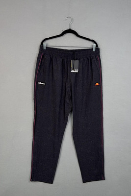 Ellesse Pants Mens 2XL Black Kovica Track Joggers Tennis Performance Stripe NWT