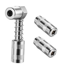 1PC 90 Degree Grease Coupler with 1pcs 90 Degree Adapter + 2 PCS Flat Nozzle